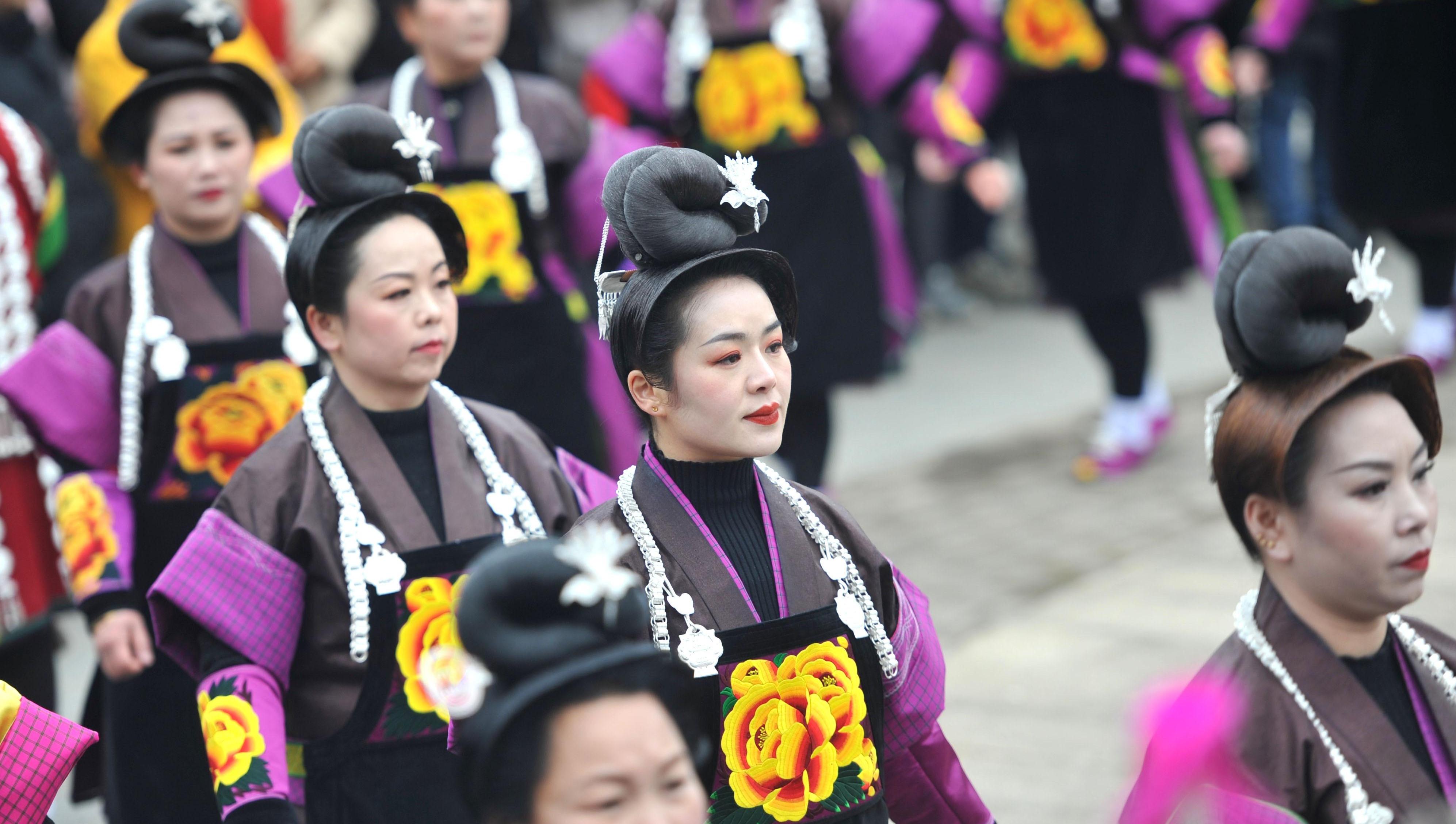贵州苗族同胞欢度甘囊香芦笙节