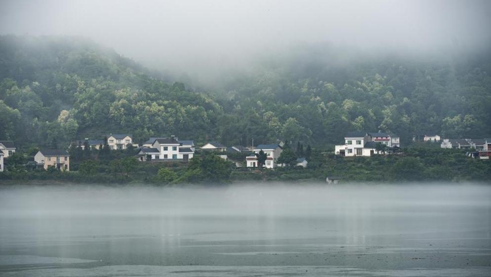 湖北宜昌：春雨绵绵 薄雾笼罩清江两岸