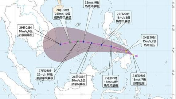 热带低压生成 可能于24小时内加强为第27号台风