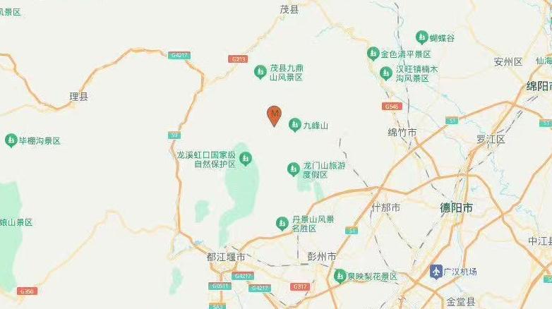 四川成都彭州市发生3.9级地震 震源深度13公里