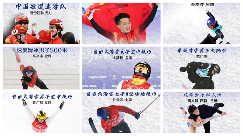 中国队冬奥金牌九宫格齐了！一起重温精彩瞬间