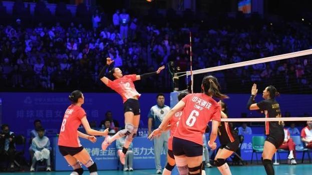 江苏队轻取山东队获全运会女子排球成年组冠军