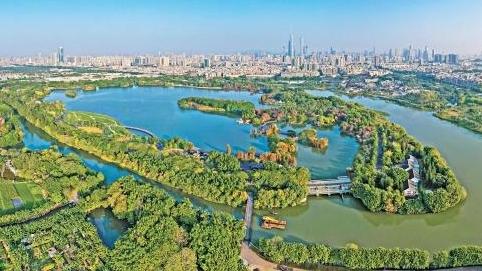 花城焕彩,依山拥田汇水向大海